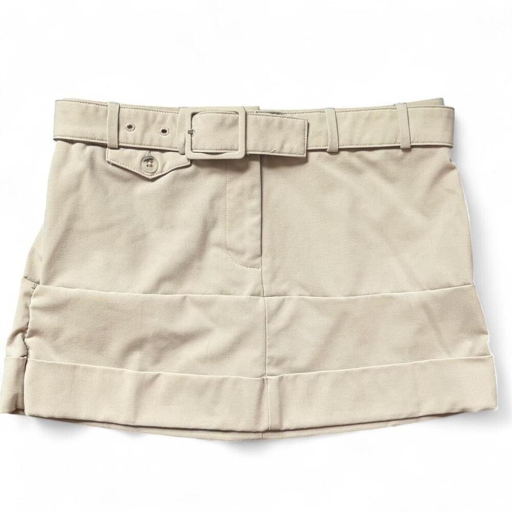 Tan Mini Skirt with Buckle - Size: 0